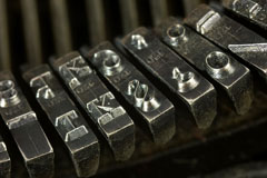 typewriter typebars and metal letters